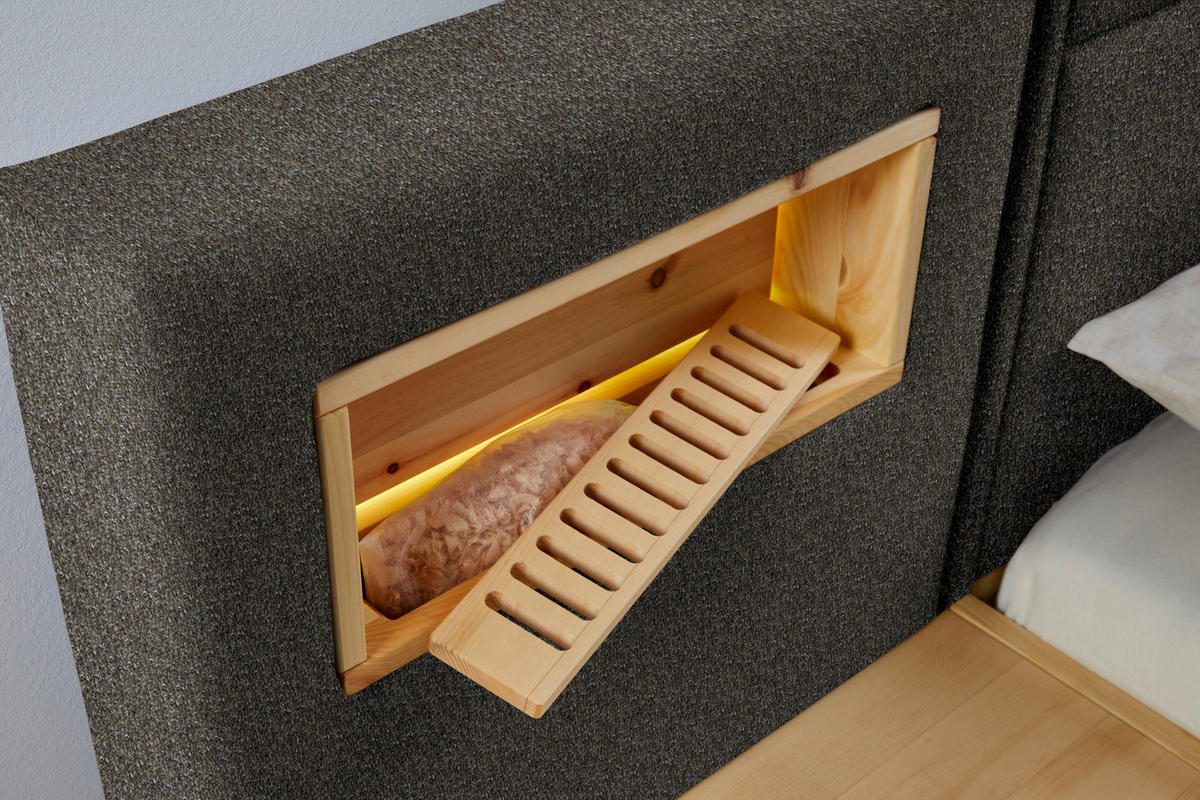 BOXSPRINGBETT 200/200 cm  in Eichefarben, Greige  - Greige/Eichefarben, Natur, Holz/Textil (200/200cm) - Valnatura