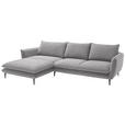 ECKSOFA  in Webstoff Grau  196/304 cm  - Schwarz/Grau, KONVENTIONELL, Textil/Metall (196/304cm) - Hom`in