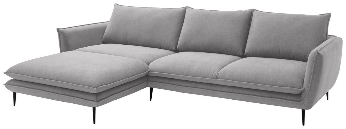 ECKSOFA Grau Webstoff  - Schwarz/Grau, KONVENTIONELL, Textil/Metall (196/304cm) - Hom`in