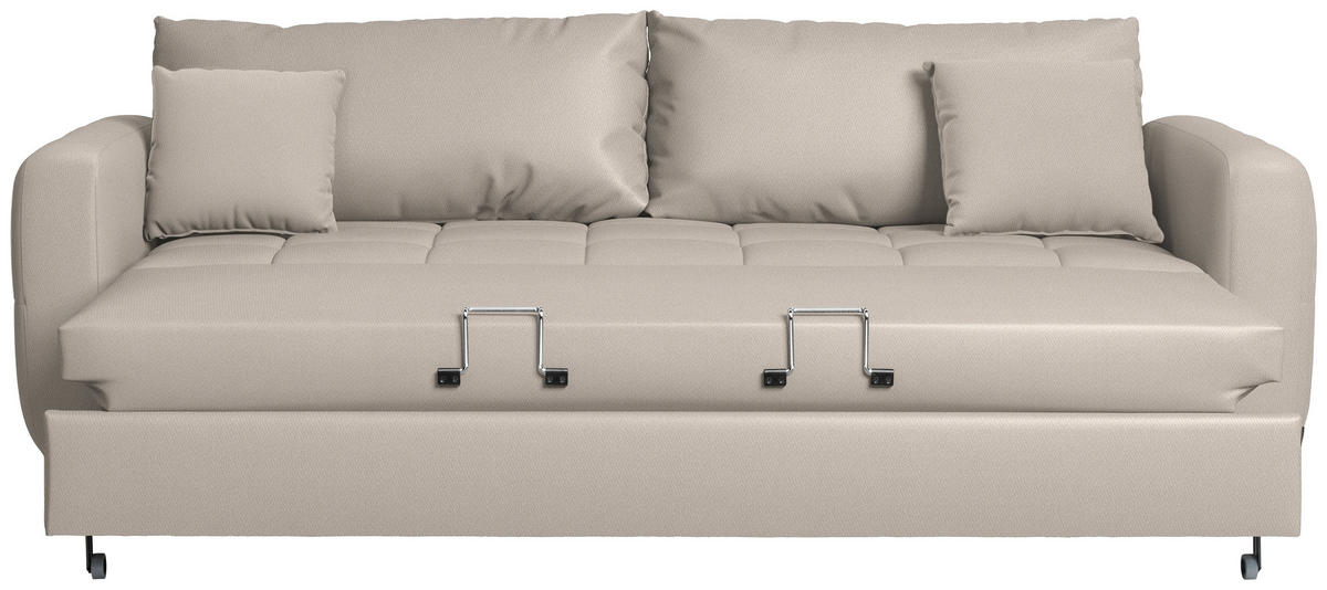 SCHLAFSOFA Webstoff Beige Stoffauswahl, Bettfunktion erhältlich, Rücken echt, Armteil links, Armteil rechts  - Beige/Schwarz, Design, Holz/Textil (236/88/101cm) - Lomoco
