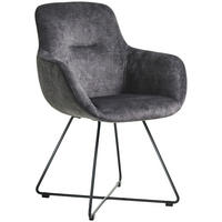 ARMLEHNSTUHL  in Edelstahl Velours  - Schwarz/Grau, Basics, Textil/Metall (62/89/61cm) - Celina Home