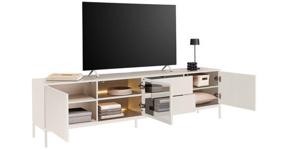 LOWBOARD  in 205,8/56/38 cm  - Kaschmir, KONVENTIONELL, Glas/Holzwerkstoff (205,8/56/38cm) - Voleo