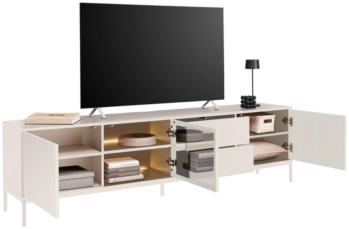 LOWBOARD  in 205,8/56/38 cm  - Kaschmir, KONVENTIONELL, Glas/Holzwerkstoff (205,8/56/38cm) - Voleo