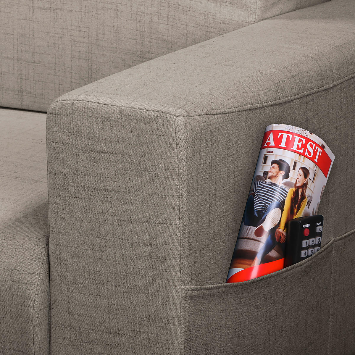 ECKSOFA Bella Graphitfarben Textilgeflecht  - Wengefarben/Graphitfarben, Design, Holz/Textil (257/174cm) - Livetastic