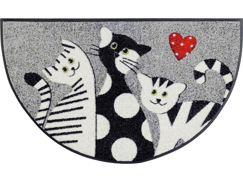 FUßMATTE 50/85 cm Round Cat Trio  - Multicolor, KONVENTIONELL, Kunststoff/Textil (50/85cm) - wash+dry