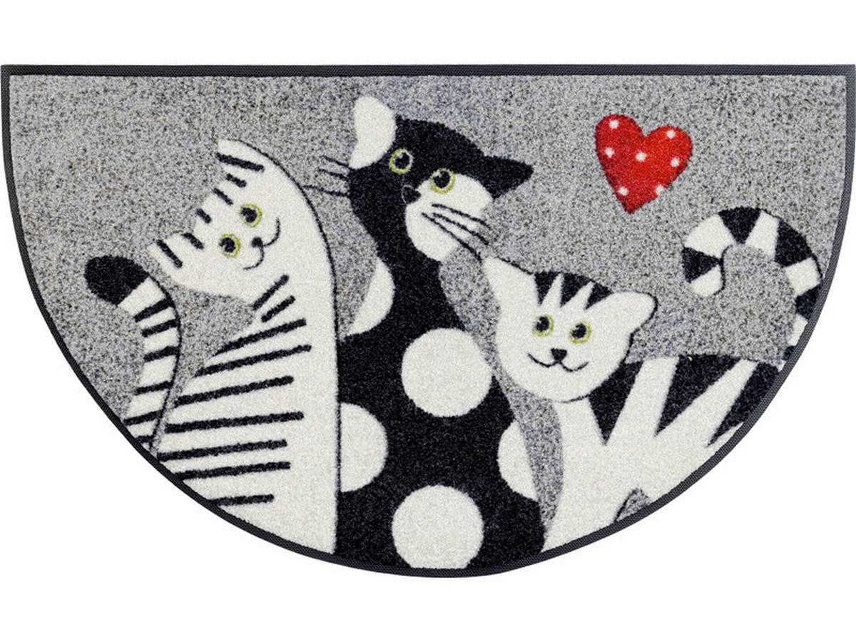 FUßMATTE 50/85 cm Round Cat Trio  - Multicolor, KONVENTIONELL, Kunststoff/Textil (50/85cm) - wash+dry