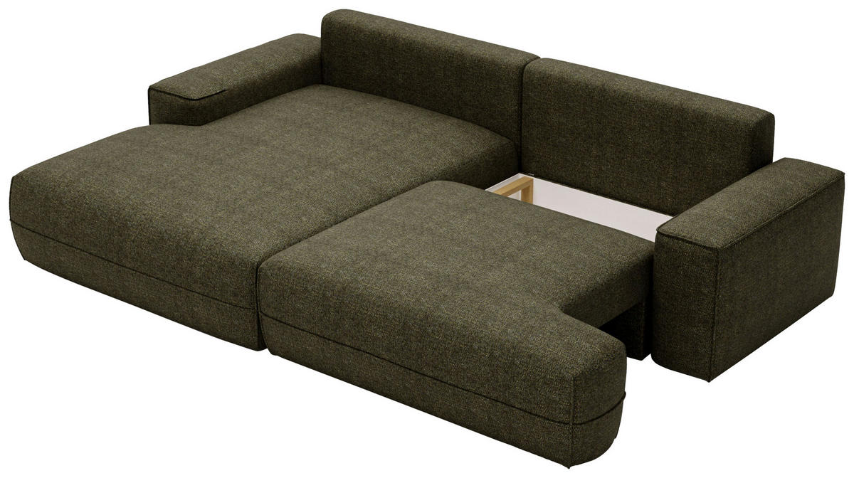 ECKSOFA in Struktur Grün  - Schwarz/Grün, Design, Kunststoff/Textil (156/272cm) - Livetastic