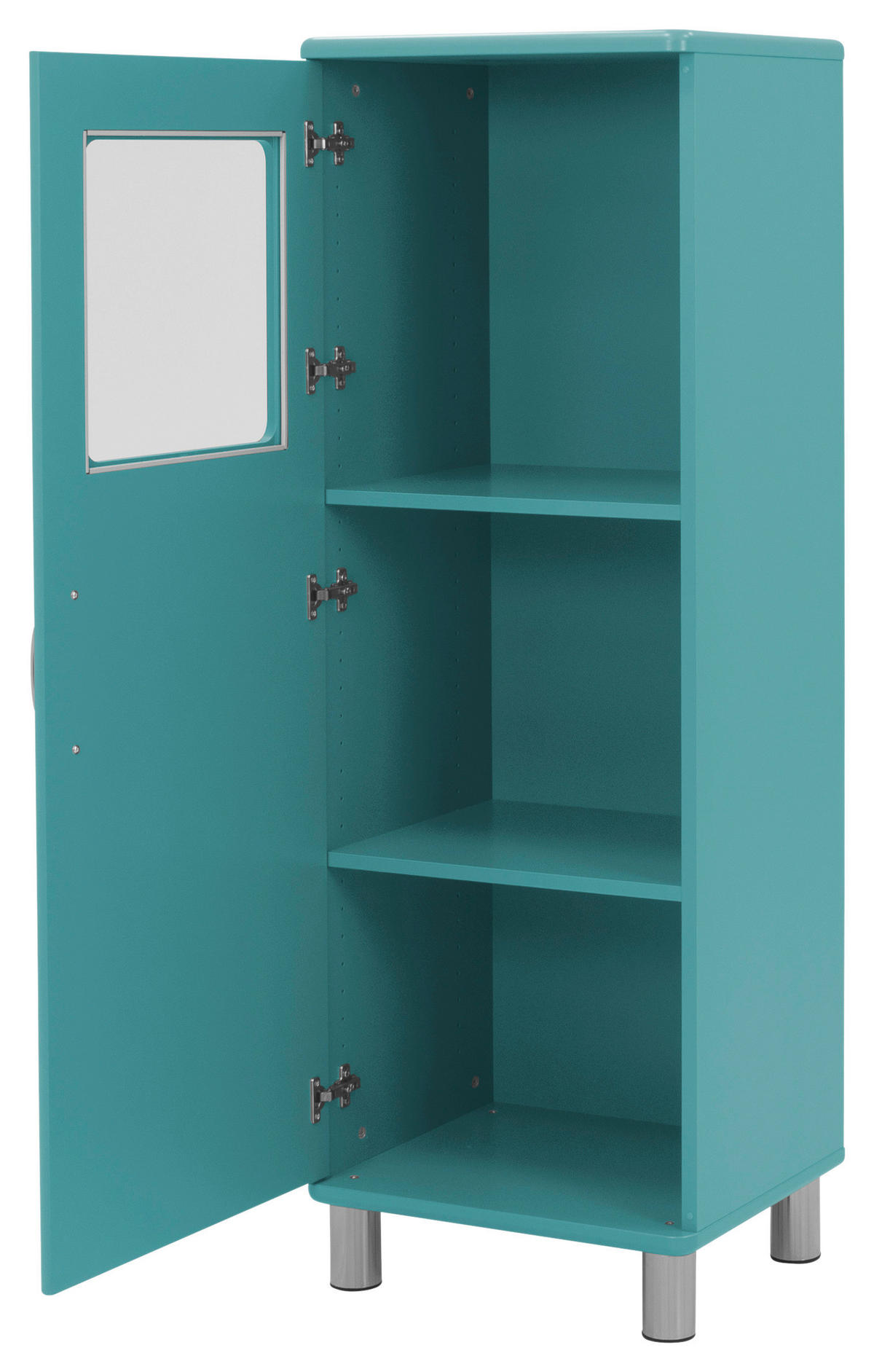VITRINE in Blau  - Blau/Nickelfarben, Design, Glas/Holzwerkstoff (50/143/41cm)