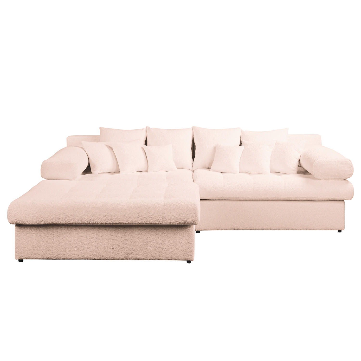 ECKSOFA Naomi in Chenille Rosa Rückenkissen  243/284 cm  - Schwarz/Rosa, Design, Kunststoff/Textil (243/284cm) - P & B