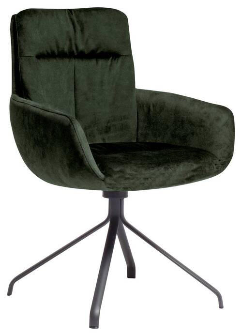 ARMLEHNSTUHL drehbar  in Stahl Velours  - Dunkelgrün/Anthrazit, Design, Textil/Metall (61/90/64cm) - Venjakob