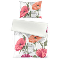 POSTEĽNÁ BIELIZEŇ, makosatén, zelená, oranžová, červená, biela, svetlosivá, 140/200 cm  - oranžová/biela, Romantik / Landhaus, textil (140/200cm) - Novel