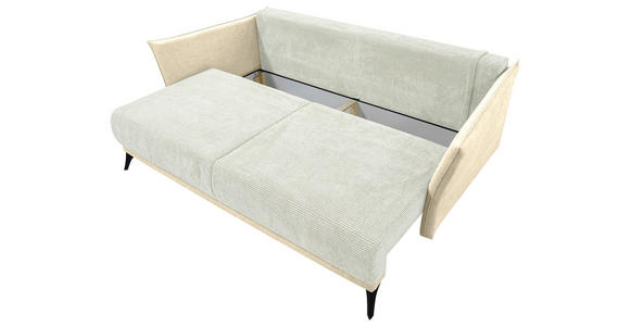 SCHLAFSOFA  mit Liegefunktion, Rücken echt Cord, Flachgewebe Creme, Weiß  - Creme/Schwarz, KONVENTIONELL, Textil/Metall (223/72/100cm) - Carryhome