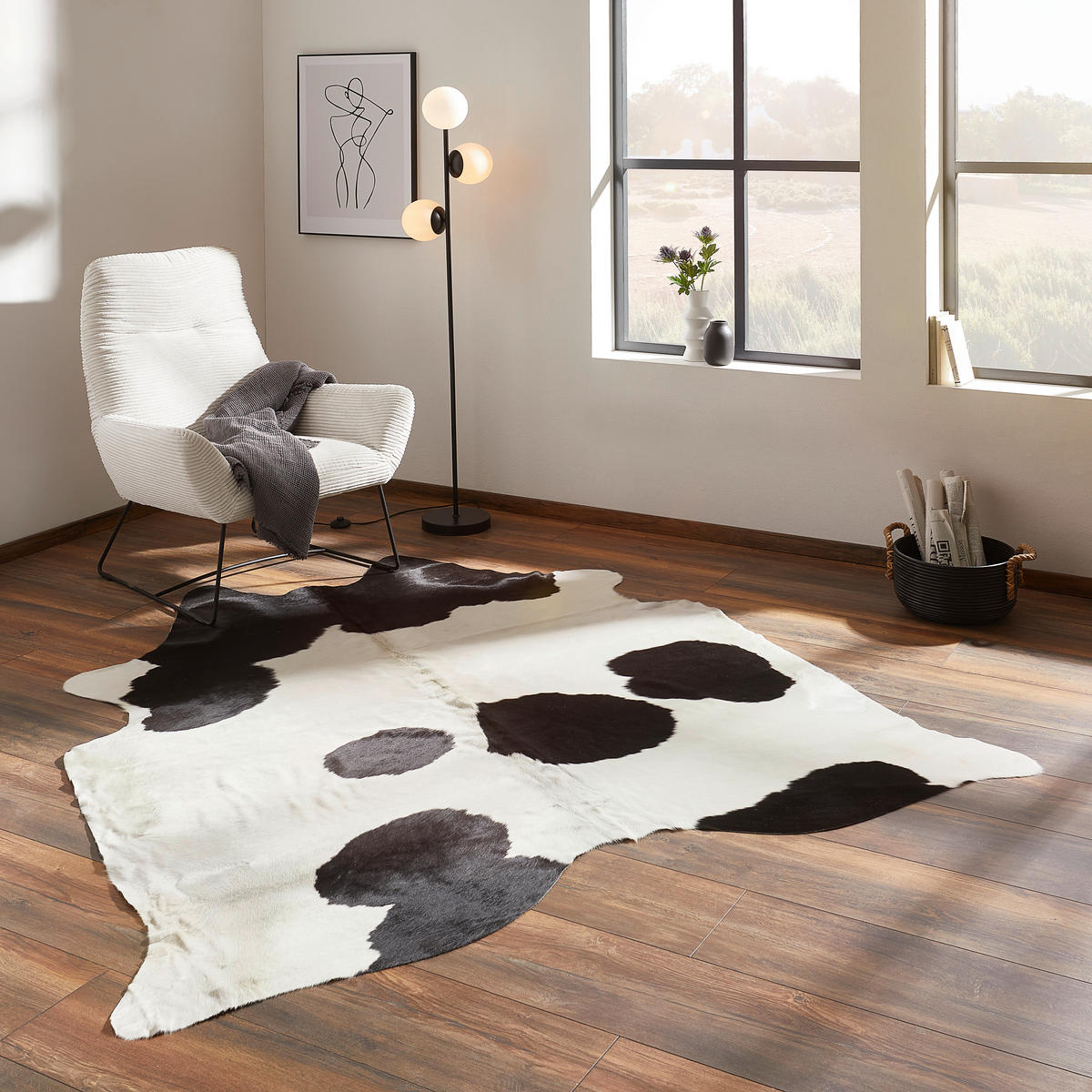 RINDERFELL 160/250 cm  - Multicolor/Schwarz, Basics, Leder/Fell (160/250cm) - Linea Natura