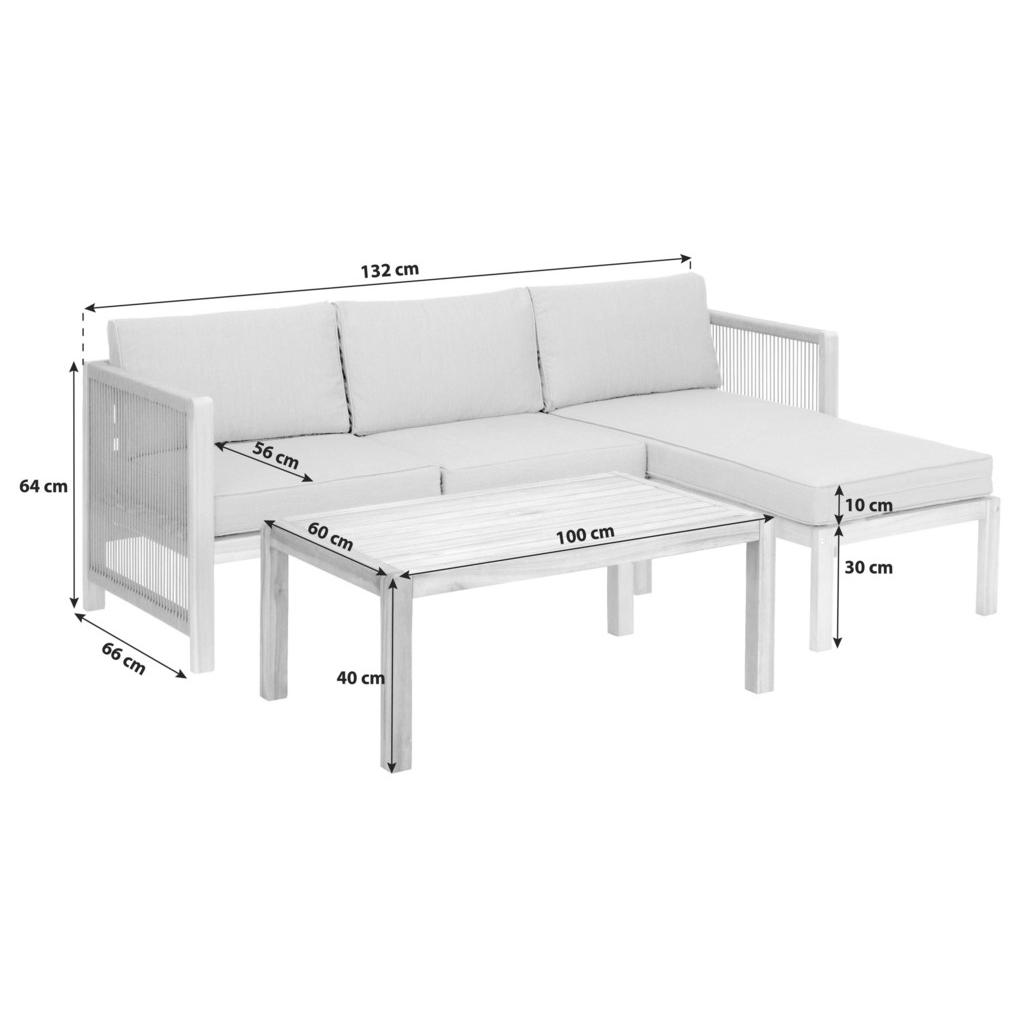 Thumbnail - Acamp Loungegarnitur, Grau, Schwarz, Teak, Holz, Textil, Akazie, Uni, Füllung: Schaumstoff, Fleece,Schaumstoff, Fleece, ...