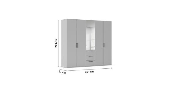 DREHTÜRENSCHRANK 251/223/61 cm,  in Graphitfarben, 5-türig  - Chromfarben/Edelstahlfarben, Basics, Glas/Holzwerkstoff (251/223/61cm) - Novel