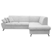 ECKSOFA CORA in Chenille Hellgrau  261/198 cm  - Hellgrau/Schwarz, Design, Textil/Metall (261/198cm) - MID.YOU