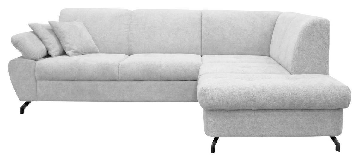ECKSOFA CORA in Chenille Hellgrau  261/198 cm  - Hellgrau/Schwarz, Design, Textil/Metall (261/198cm) - MID.YOU