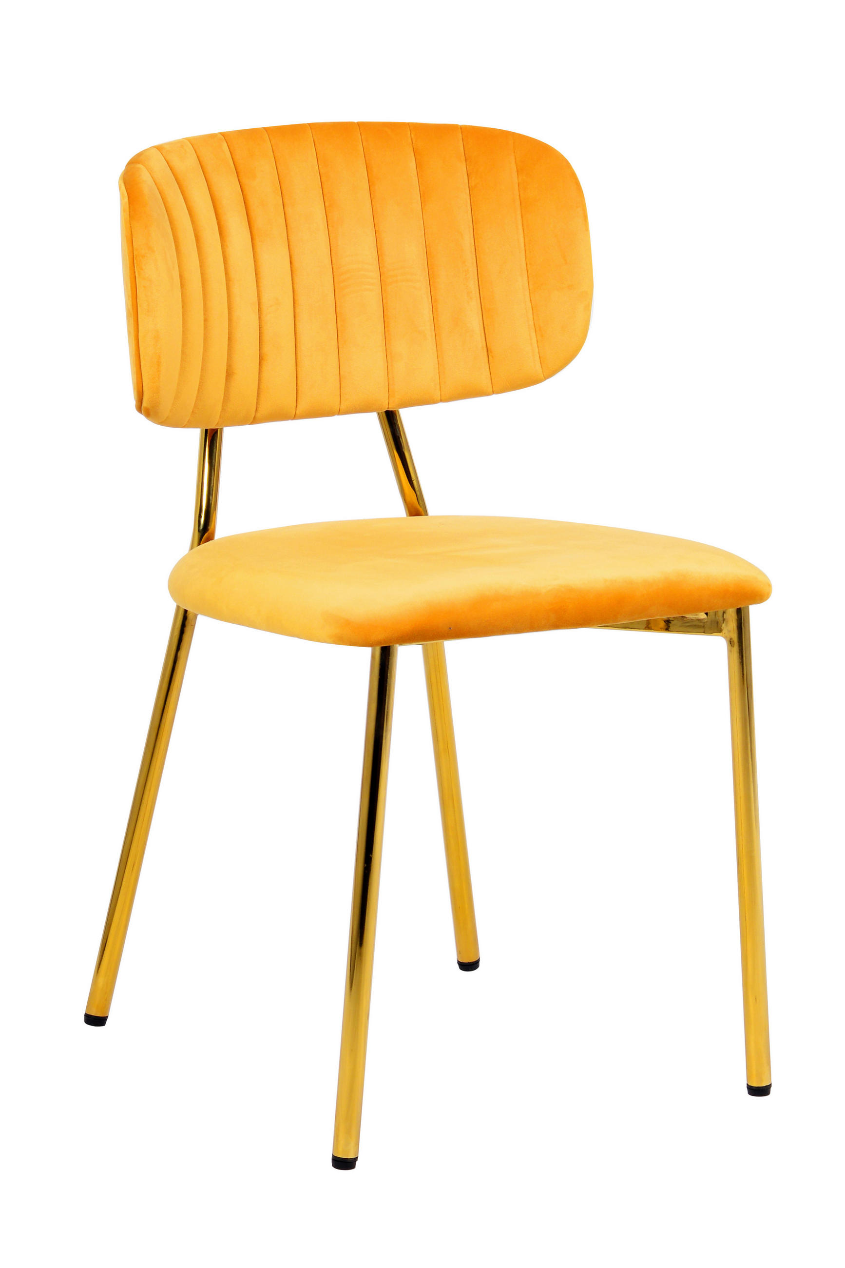 STUHL-SET 2 Stück  in Samt  - Goldfarben/Orange, MODERN, Textil/Metall (47/80/51cm) - Kayoom