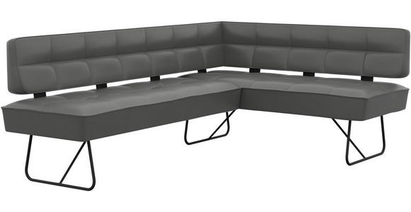 ECKBANK 207/165 cm  in Dunkelgrau  - Dunkelgrau/Schwarz, Design, Leder/Metall (207/165cm) - Moderano