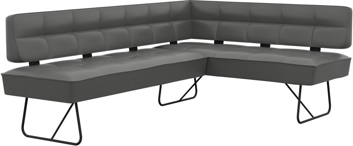 ECKBANK 227/165 cm Echtleder Dunkelgrau   - Dunkelgrau/Schwarz, Design, Leder/Metall (227/165cm) - Moderano