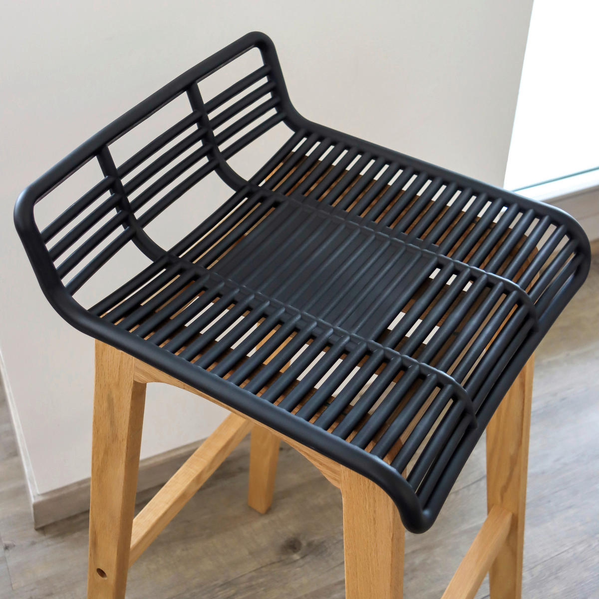 BARHOCKER in Kunststoff Schwarz, Eichefarben  - Eichefarben/Schwarz, MODERN, Holz/Kunststoff (40/88/46cm) - MID.YOU