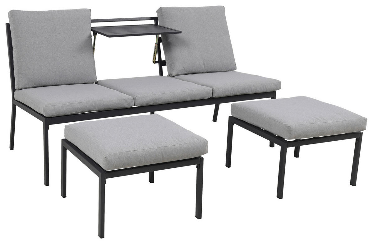 GARTENSET Webstoff Eisen  - Grau, Design, Textil/Metall (165/77/84cm) - Ambia Garden