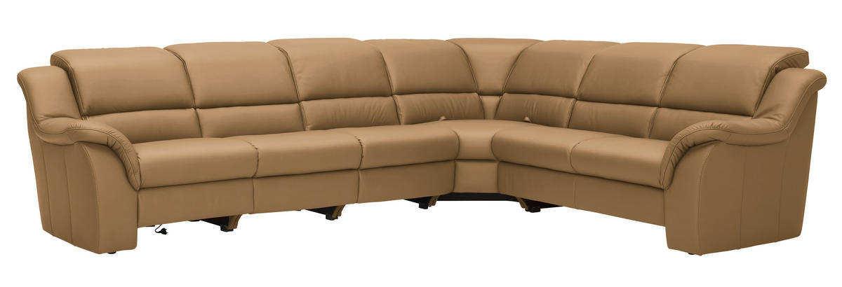 ECKSOFA  in Echtleder Honig  324/260 cm  - Chromfarben/Honig, KONVENTIONELL, Leder/Kunststoff (324/260cm) - Cantus