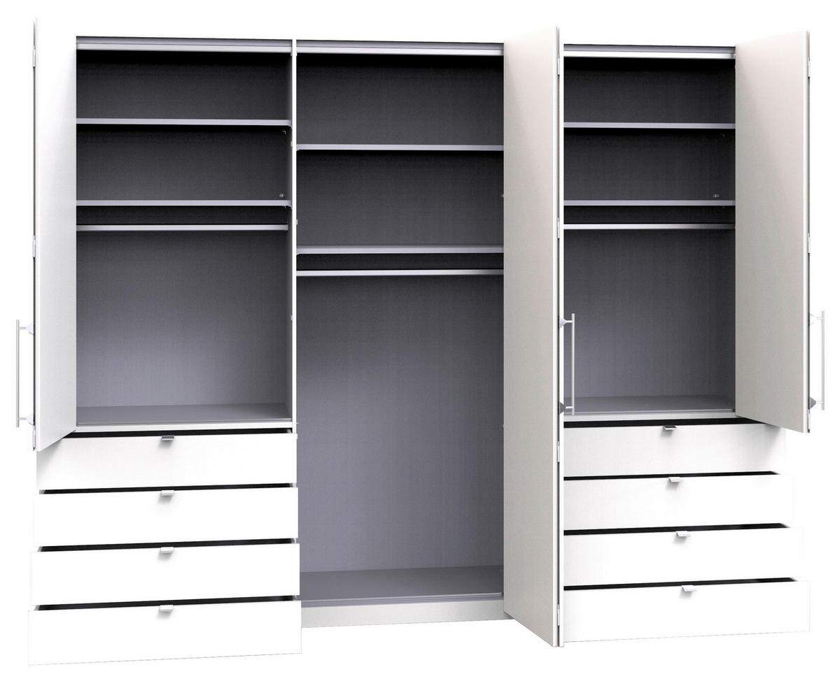 FALTTÜRENSCHRANK in Weiss, Eichefarben  - Chromfarben/Weiss, Konventionell, Glas/Holzwerkstoff (300/236/58cm) - Venda