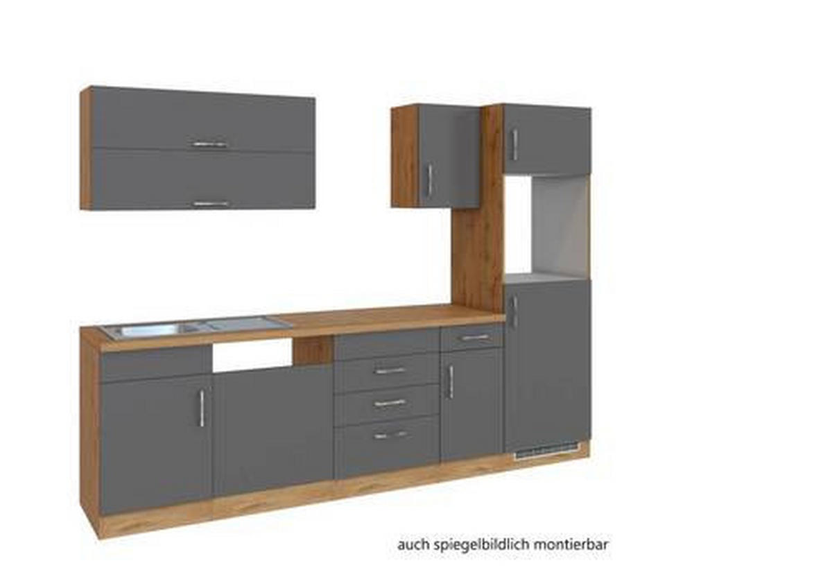 KÜCHENLEERBLOCK 270 cm   in Anthrazit  - Eichefarben/Anthrazit, MODERN, Holzwerkstoff (270cm) - Held