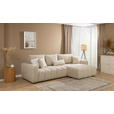 ECKSOFA  in Velours Creme  298/168 cm  - Creme/Schwarz, KONVENTIONELL, Kunststoff/Textil (298/168cm) - Carryhome