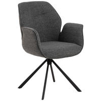 STOLICA S NASLONOM ZA RUKE  antracit  tekstil      - crna/antracit, Design, tekstil/metal (60,5/91/62cm) - MID.YOU