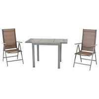GARTENSET 3-teilig  - Taupe/Silberfarben, MODERN, Kunststoff/Metall - Gardenson