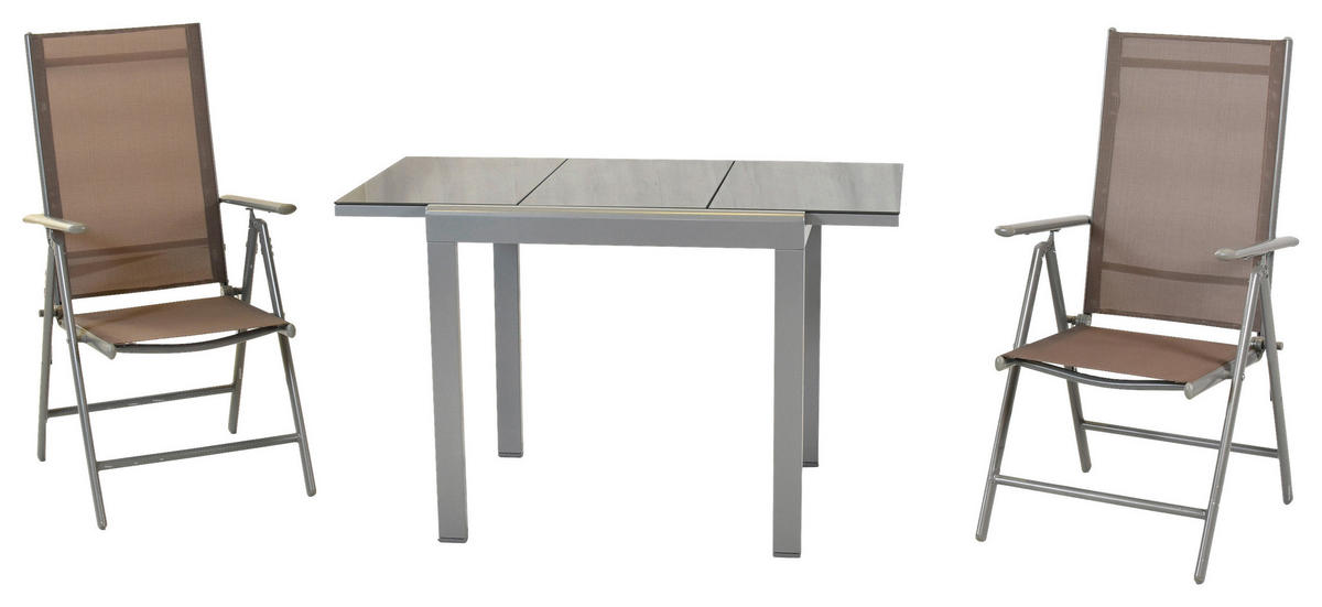 GARTENSET 3-teilig  - Taupe/Silberfarben, MODERN, Kunststoff/Metall - Gardenson