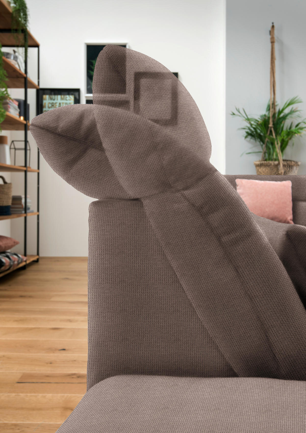 WOHNLANDSCHAFT in Mikrofaser Hellbraun  - Chromfarben/Hellbraun, Design, Kunststoff/Textil (204/350/211cm) - Xora