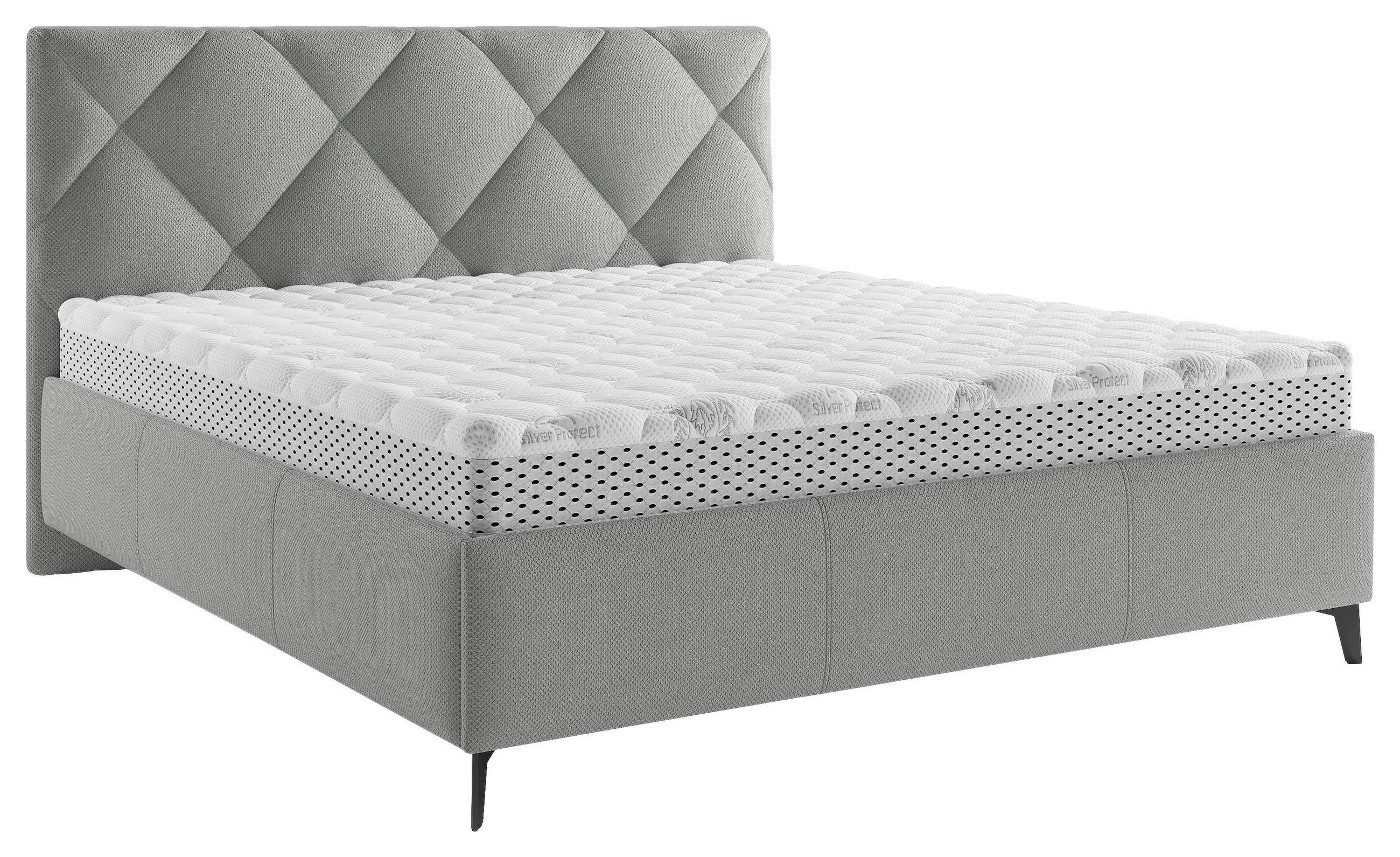 POLSTERBETT gepolstertes Kopfteil, Lattenrost 180/200 cm  in Dunkelgrau  - Dunkelgrau/Schwarz, MODERN, Holz/Textil (180/200cm) - Boxxx