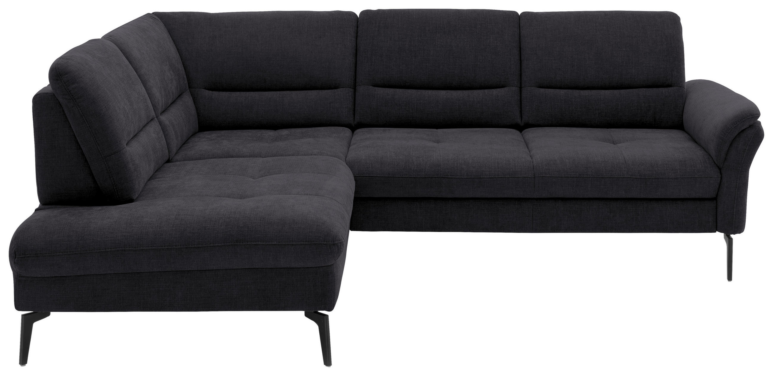 ECKSOFA in Webstoff Anthrazit  - Anthrazit/Schwarz, Design, Textil/Metall (206/256cm) - Beldomo System