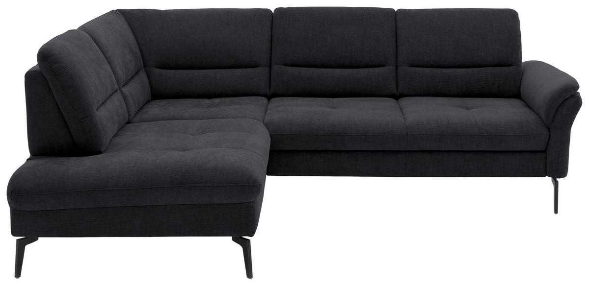 ECKSOFA in Webstoff Anthrazit  - Anthrazit/Schwarz, Design, Textil/Metall (206/256cm) - Beldomo System