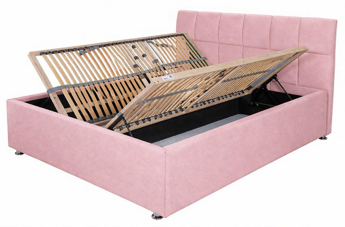 Pat Tapițat, 160/200 cm, roz - roz, Modern, textil (160/200cm)