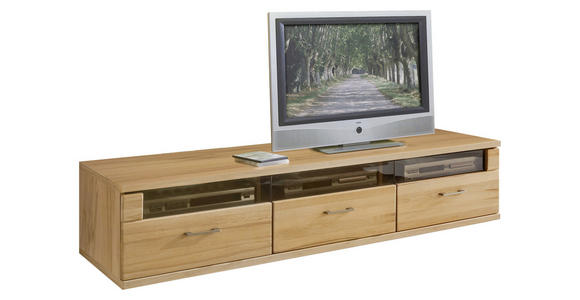 LOWBOARD 174/37,7/55,5 cm - Silberfarben/Buchefarben, KONVENTIONELL, Glas/Holz (174/37,7/55,5cm) - Cantus