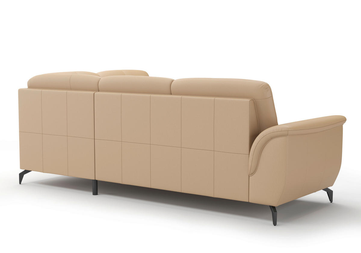 ECKSOFA in Echtleder Cappuccino  244/212 cm  - Schwarz/Cappuccino, MODERN, Leder/Metall (244/212cm) - Sit & More