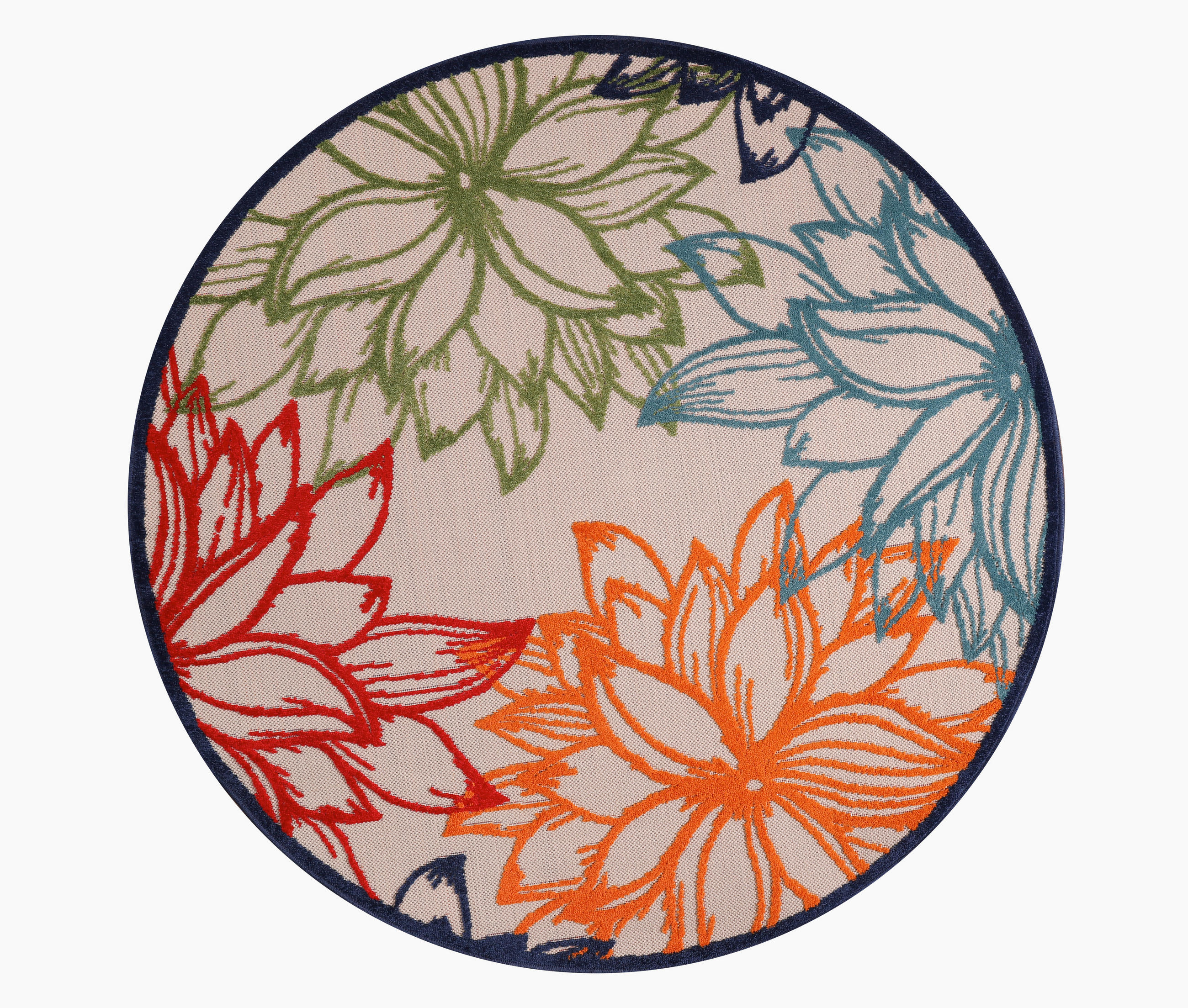 OUTDOORTEPPICH  für Terrasse und Balkon 120 cm Floral Multicolor, Weiß  - Multicolor/Weiß, LIFESTYLE, Kunststoff/Textil (120cm) - Novel