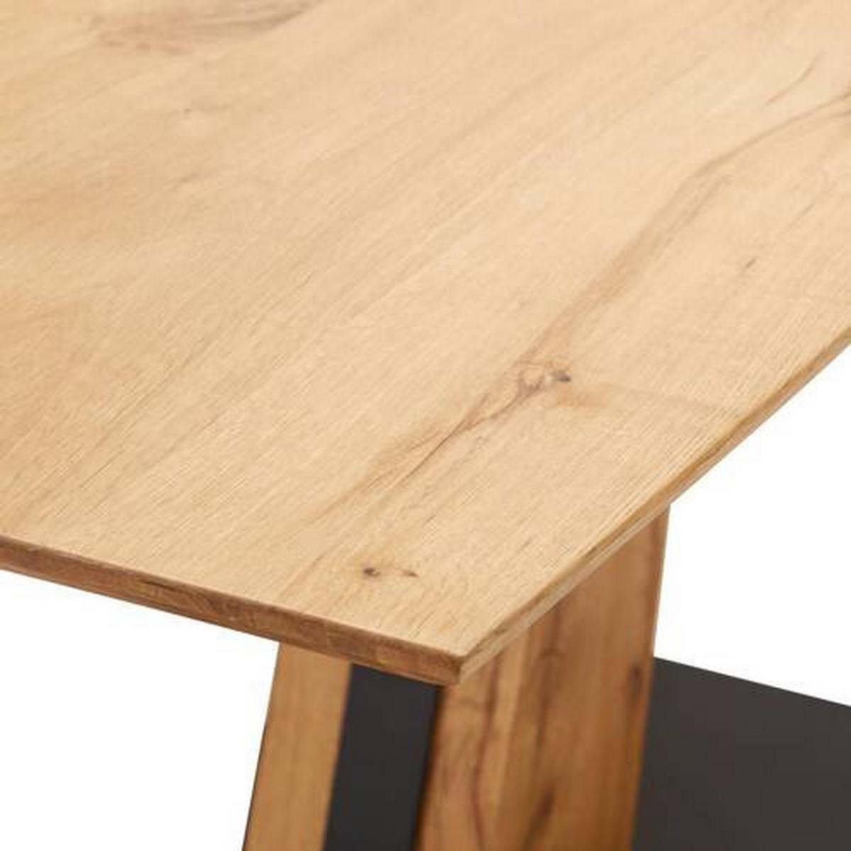 ESSTISCH Eiche massiv, furniert rechteckig Naturfarben, Schwarz  - Schwarz/Naturfarben, MODERN, Holz/Holzwerkstoff (160/90/76cm) - MID.YOU
