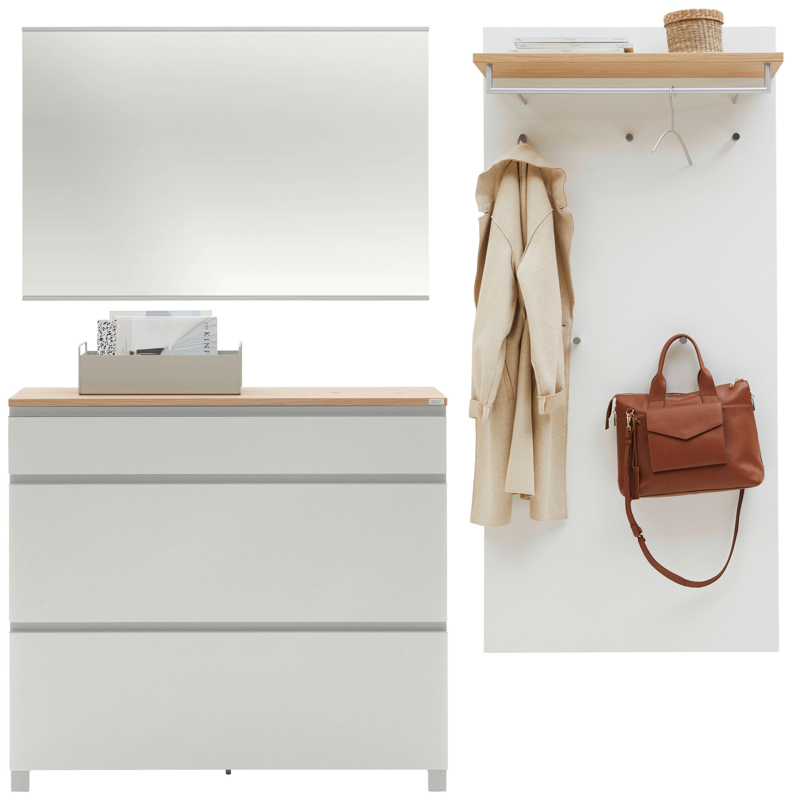 Dieter Knoll Garderobe Silber, Weiß, 205x195x31 cm