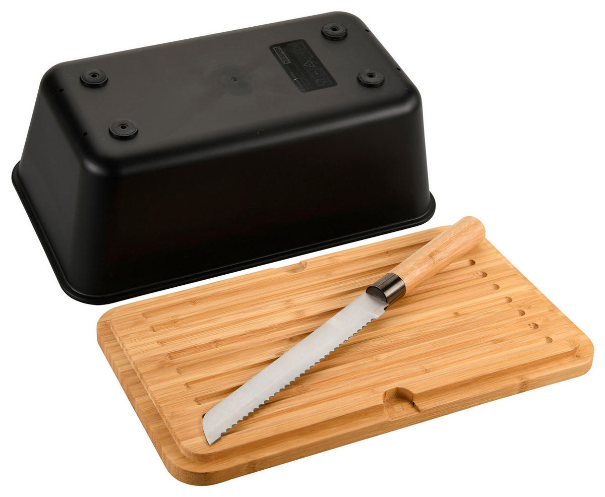 BROTBOX  - Hellbraun/Schwarz, Basics, Holz/Kunststoff (34,8/20/15,5cm) - Kesper