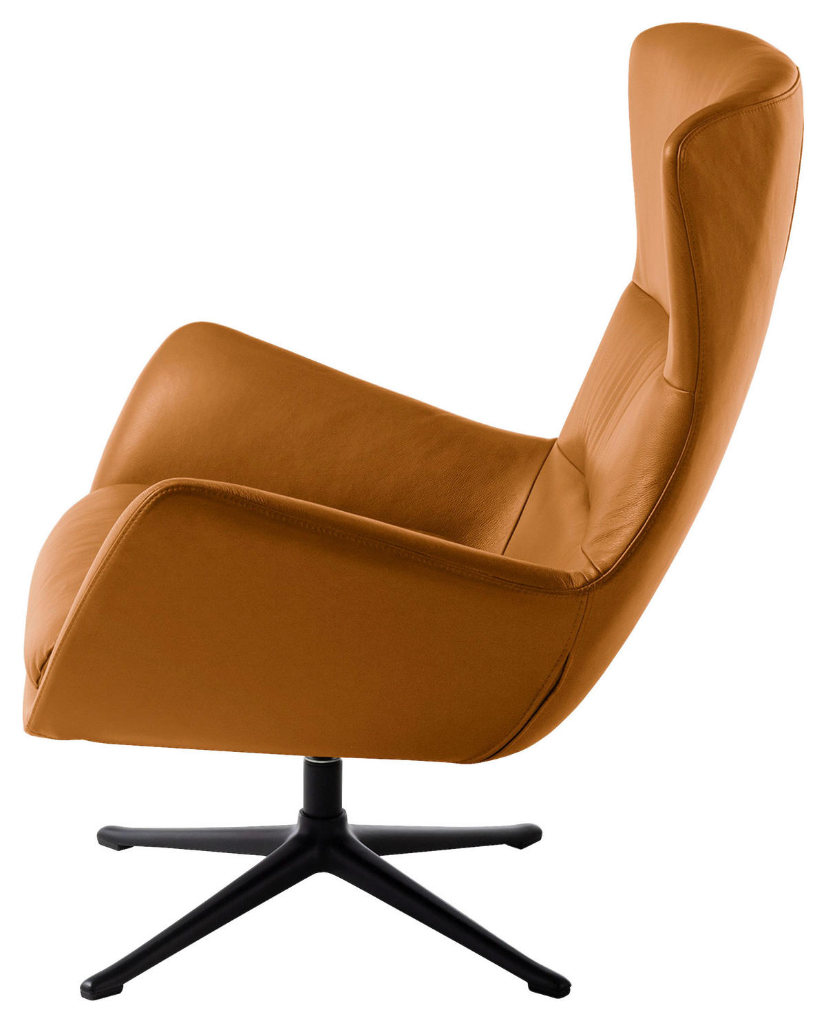 OHRENSESSEL in Cognac  - Cognac/Schwarz, Design, Leder/Metall (84/104/96cm) - home24