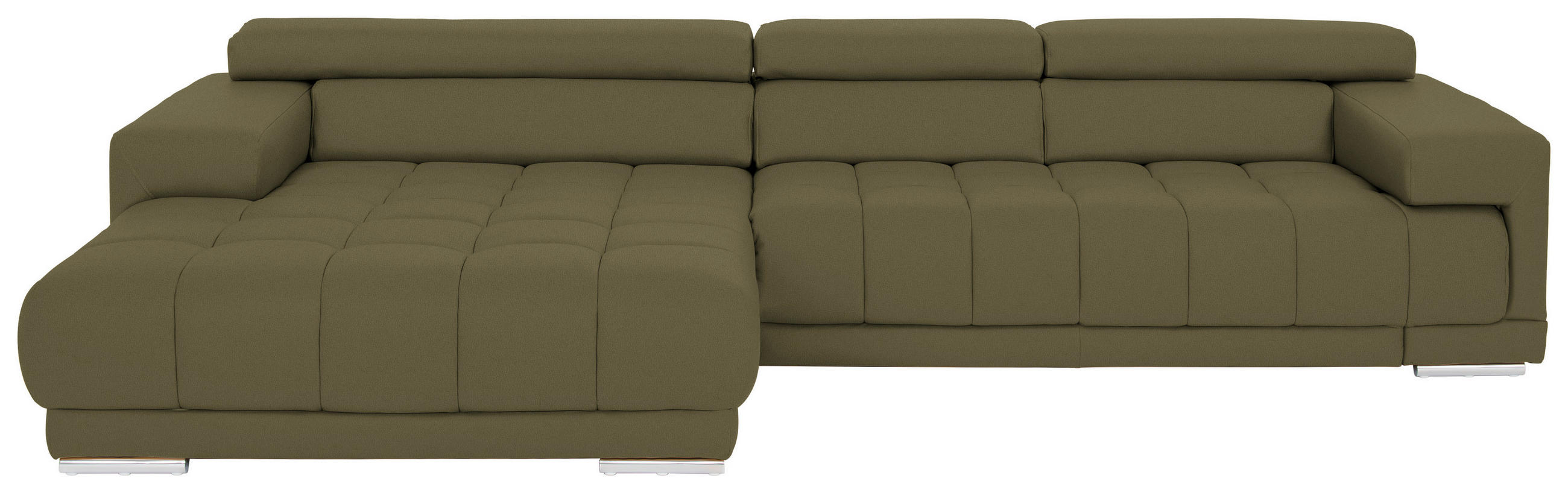 ECKSOFA in Echtleder Grün  190/330 cm  - Chromfarben/Grün, Design, Leder/Metall (190/330cm) - Beldomo Speed