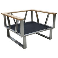 LOUNGESESSEL Grau, Teakfarben Teakholz massiv Edelstahl  - Grau/Teakfarben, Design, Holz/Textil (89,5/59/82,5cm) - Zebra 