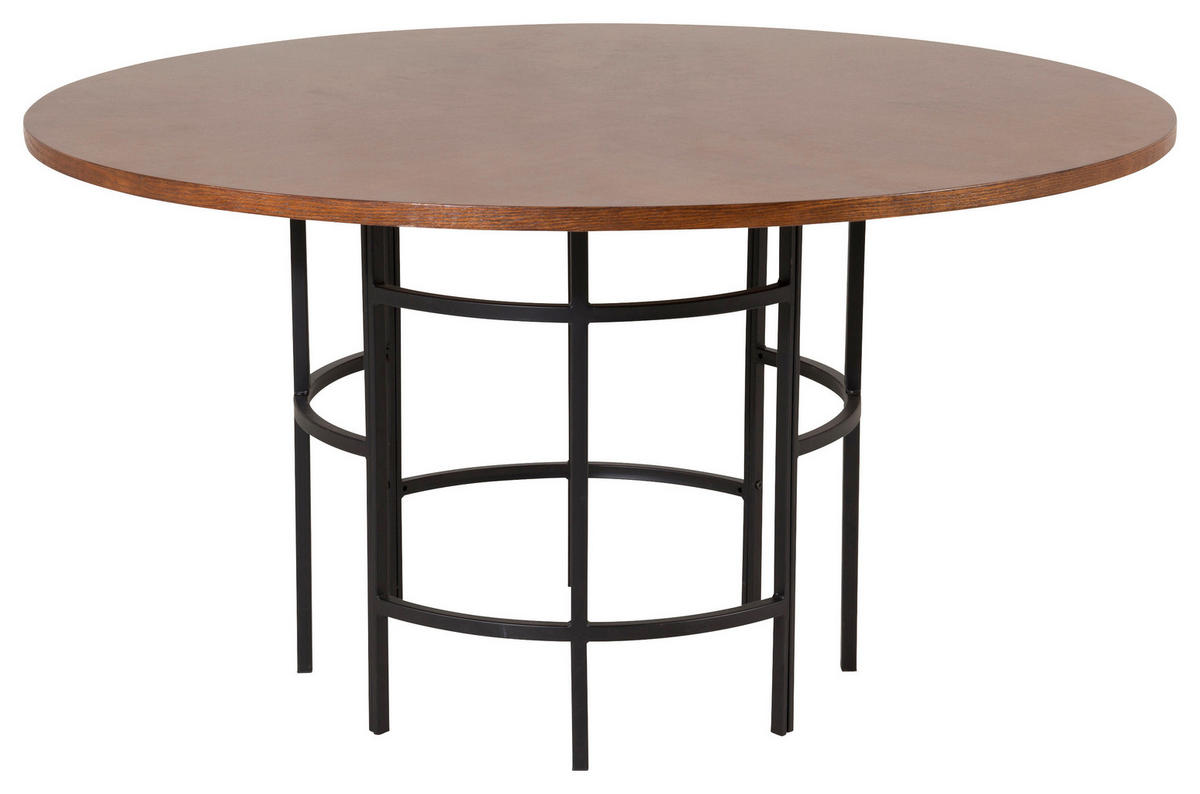 ESSTISCH in Metall, Holzwerkstoff 140/140/75 cm  - Cognac/Schwarz, Design, Holzwerkstoff/Metall (140/140/75cm) - Livetastic