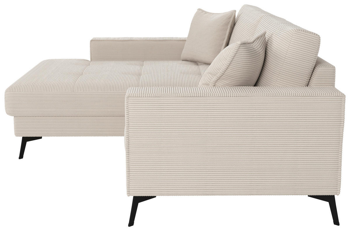 ECKSOFA TED Creme Cord Zierkissen  - Creme/Schwarz, Trend, Textil/Metall (174/228cm) - P & B
