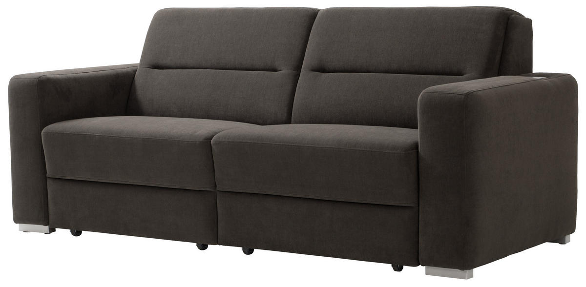 SCHLAFSOFA in Chenille Dunkelbraun  - Dunkelbraun, KONVENTIONELL, Textil/Metall (202/86/92cm) - Sedda